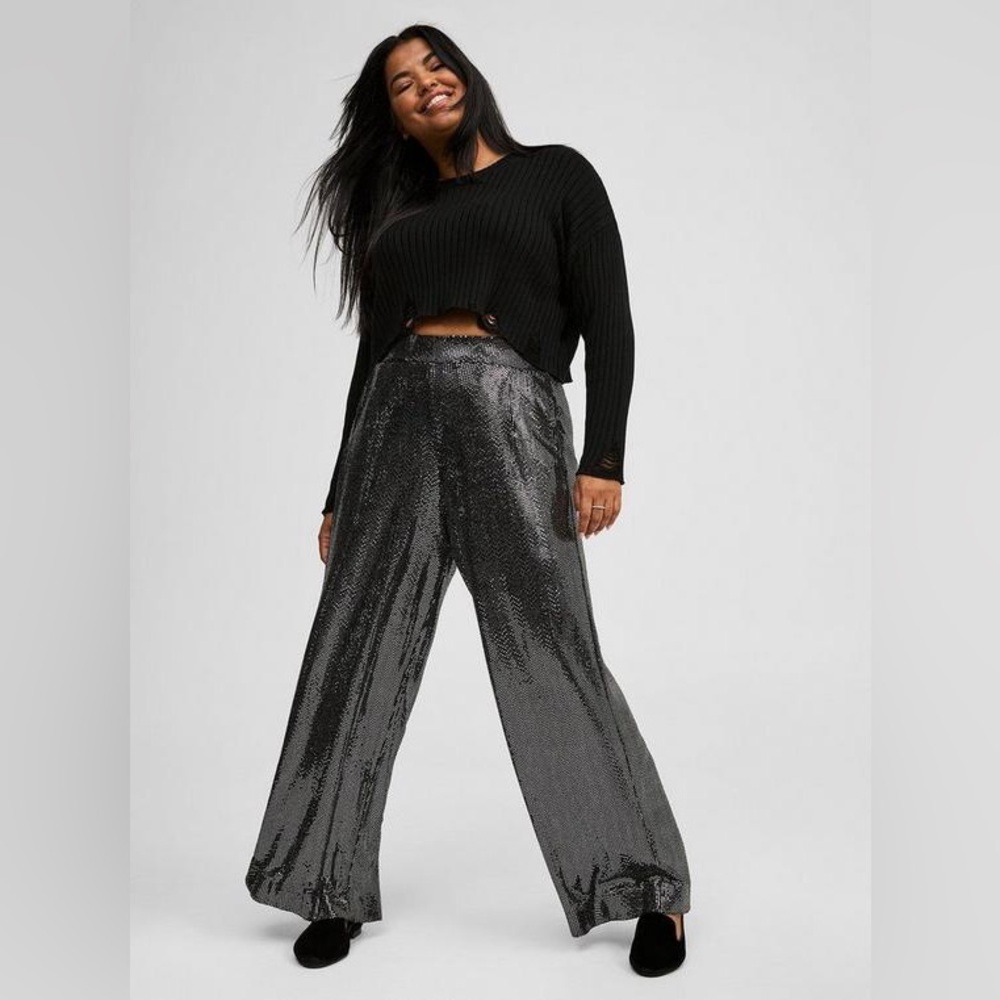 NWT Torrid Wide Leg Sequin High Rise Pants